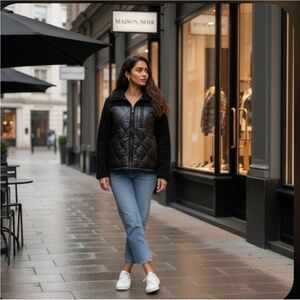 Koolaburra By UGG Mixed Media Fleece Quilted Jacket Black Jacket Fleece Size XL